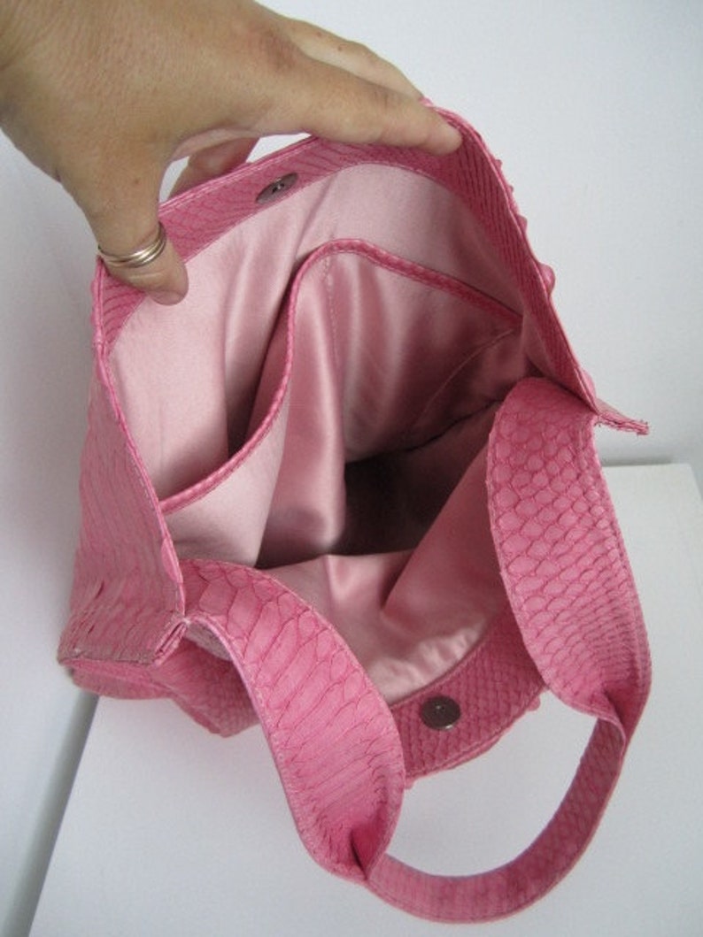 Pink Python Leather Slouchy Hobo Tote Soft Leather Large Tote