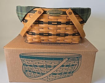 Colección Longaberger Traditions "Cesta Comunitaria" con protector y caja, 1996.