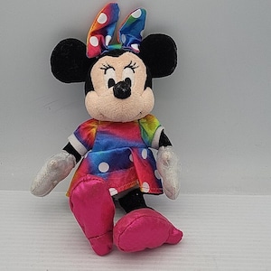 Disney's Ty Sparkle Minnie Mouse Rainbow Dress Stuffed Plush Animal Toy 9" Tall image 1