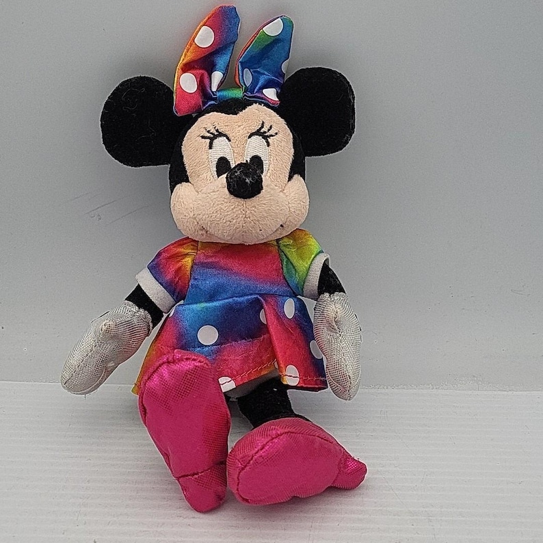 Disney's Ty Sparkle Minnie Mouse Rainbow Dress Stuffed Plush Animal Toy 9" Tall image 1