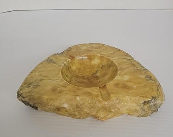 VINTAGE albasten stenen asbak handgesneden Italië