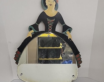 Unique Vanity Mirror - Victorian Woman With Dress Wall Art Folk Art