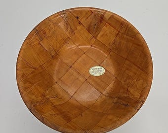 Geweven hout 10" boho vintage kom Taiwan salade MCM