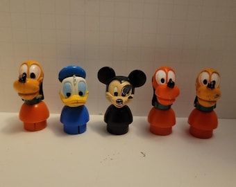 Vintage Illco Disney Lot - Little People Figures Mickey Donald Pluto Lot Of 5