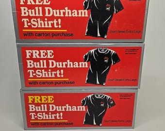 Camiseta promocional vintage NOS Bull Durham, talla XL, artículo promocional de cigarrillos, lote de 3