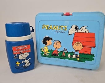Vintage Peanuts Snoopy Charlie Brown lunchbox en thermoskan
