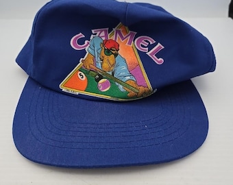 Gorra de camionero Joe Camel Snapback vintage de 1991 para billar y tabaquería.
