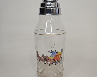 Vaso de cóctel VTG con diseño de caballos y carruaje pintados a mano - Artículos de bar