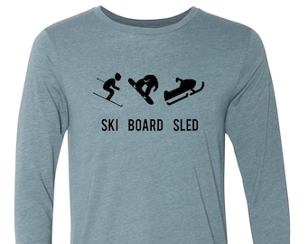 Ski Board Shred Long Sleeve Winter Sports T-shirt