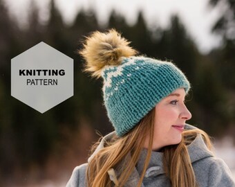 PATRÓN DE TEJIDO / Kingswood Toque Fair Isle / Toque de punto acogedor / Gorro grueso