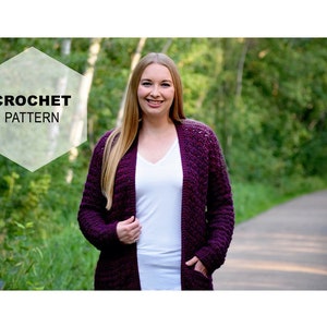 Crochet Pattern || Oversized Comfy Cardigan Sweater Crochet Pattern || Dresden Cardigan | Sweater with Pockets | Chunky Sweater