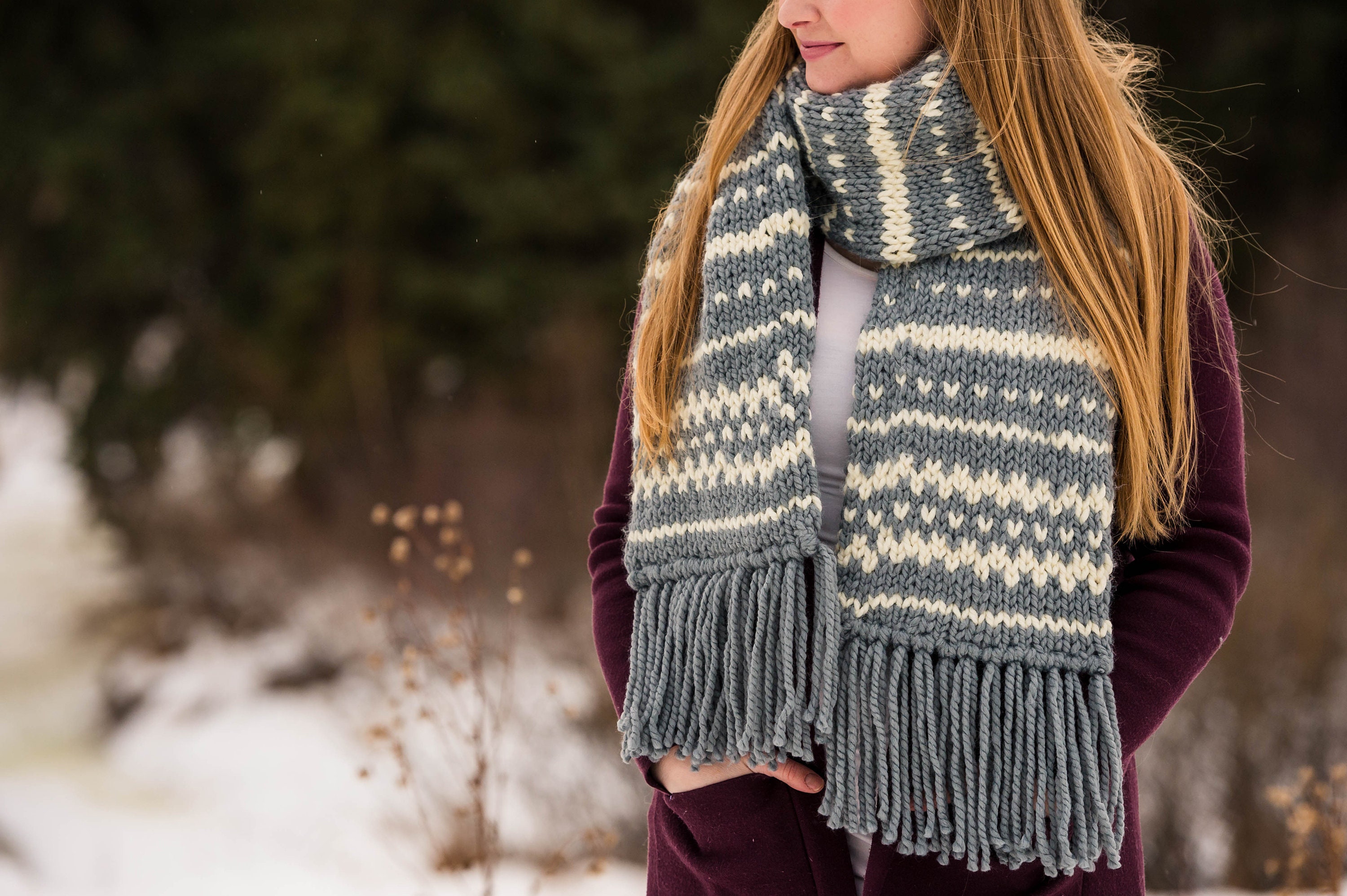 KNIT PATTERN Fair Isle Scarf Long Scarf Pattern Bulky Etsy México