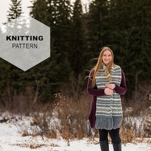 KNIT PATTERN Fair Isle Scarf | Long Scarf Pattern | Bulky Scarf Pattern | Fair Isle Scarf Pattern | Instant PDF Download