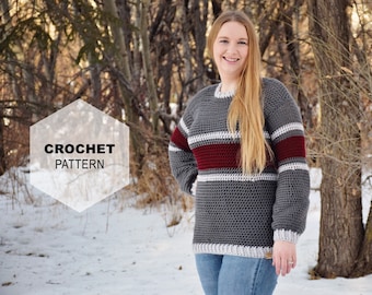 Striped Belle Sweater Pattern: CROCHET PATTERN,  sweater, DIY sweater, crochet pattern, crochet