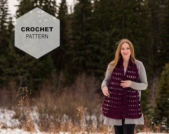 CROCHET PATTERN Shawl || Wrap Pattern | Crochet Scarf Pattern | Pineview Wrap| Instant PDF Download