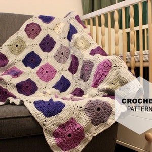 CROCHET PATTERN Baby Blanket || Afghan | Throw Patterns | Granny Square Blanket Pattern | Wildflower Baby Blanket | Instant PDF Download