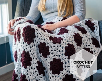 CROCHET PATTERN Blanket || Afghan | Throw Patterns | Granny Square Blanket Pattern | Ruby Blanket | Instant PDF Download