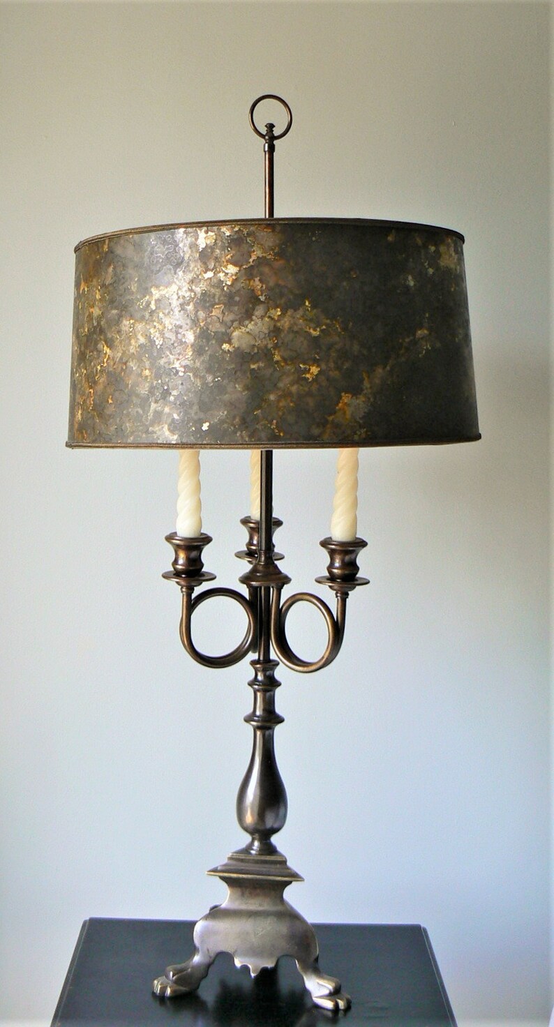 Vintage Bouillotte Lamp F Cooper Table Bronze Brass Candelabra Colonial French