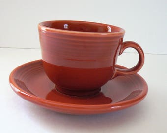 Fiesta Ware Cup and Saucer, Paprika Fiestaware Cup, Homer Laughlin Co. Fiestaware