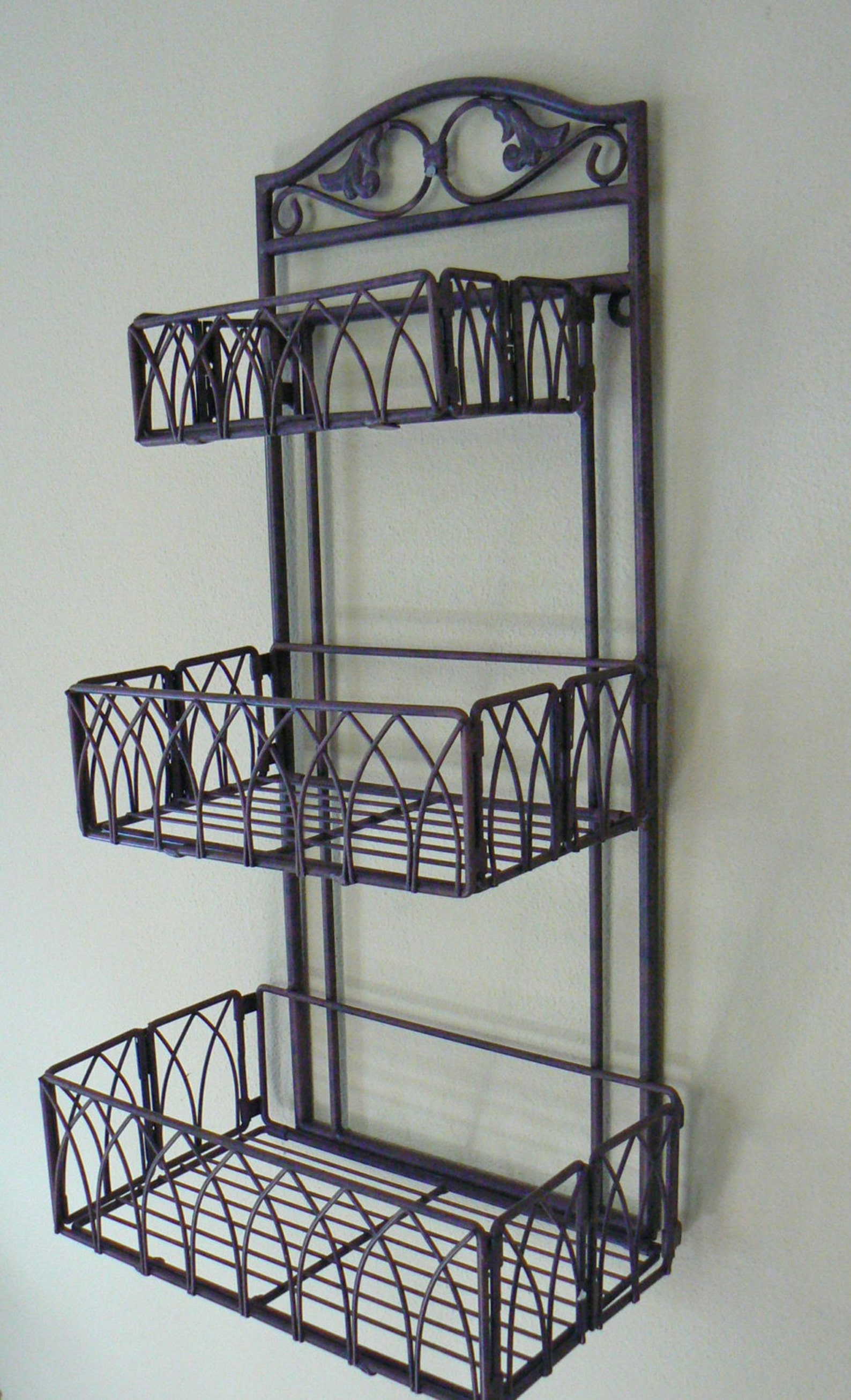 Tuscan Iron Metal 3 Tier Wall Shelf or Wall Planter Foldable Etsy