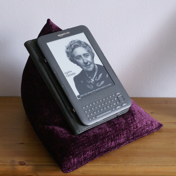 Edge Beanbags Purple Techbed - A Kindle cushion, iPad pillow, tablet or book beanbag stand for reading and watching movies in bed