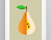 Küche-Print, Pop-Art, Mitte Jahrhundert moderne, skandinavische Print, Küche Küche Dekor, Birne-Print, Retro Poster Wand Kunst (R010)