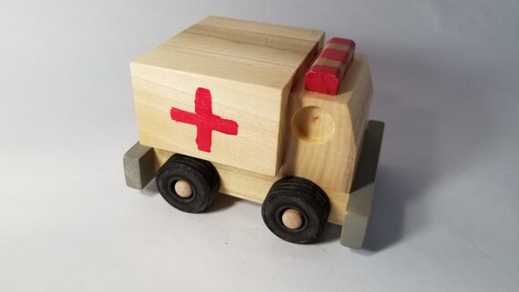 wooden ambulance toy