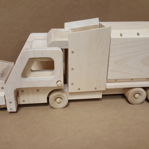 Wooden Garbage Truck Toy Etsy