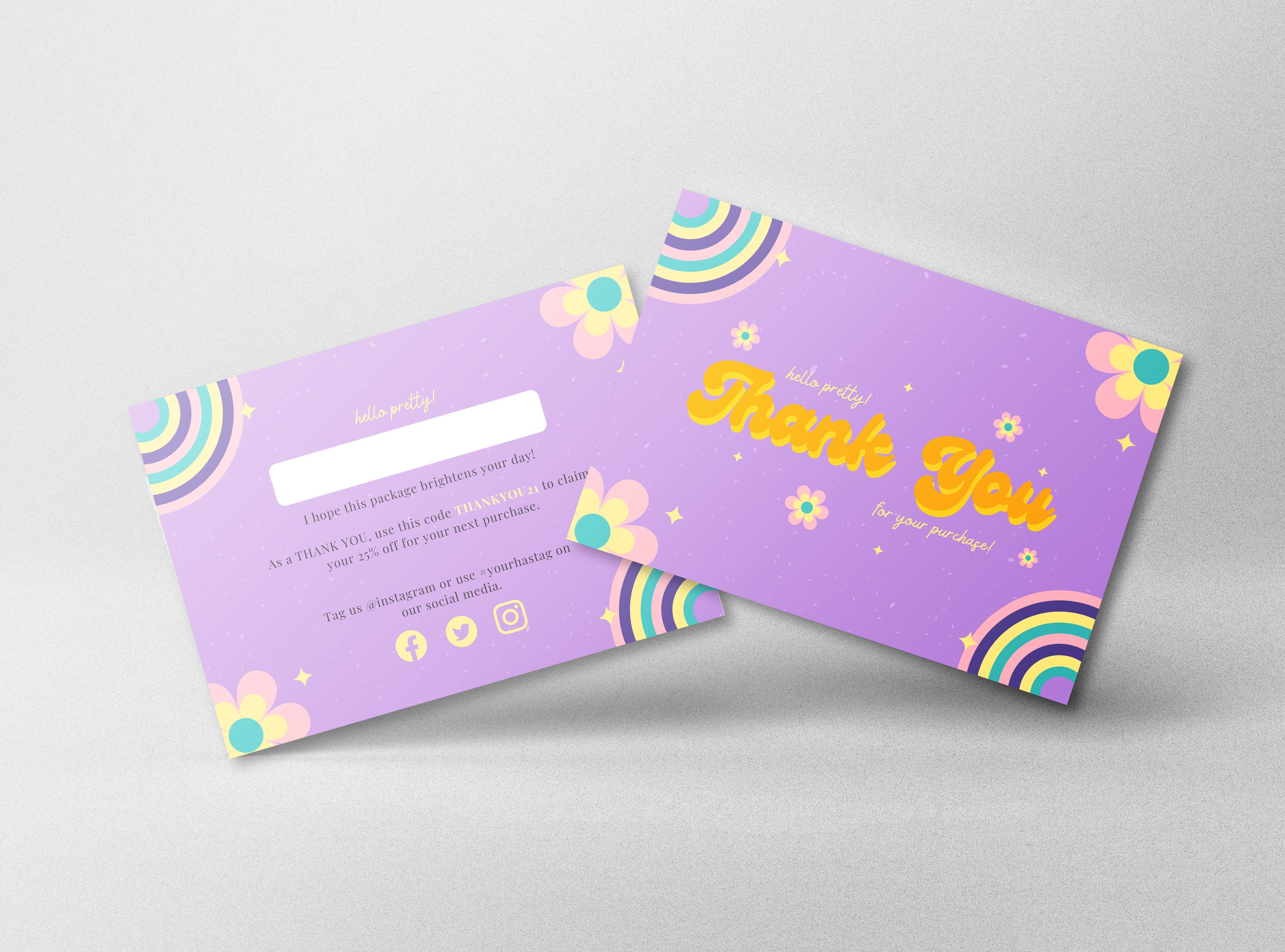 Editable Groovy Funky Thank You Card Canva Editable Template ...