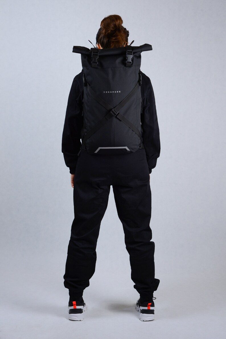 Black Roll Top Backpack / Bike Messenger Backpack / Water Etsy