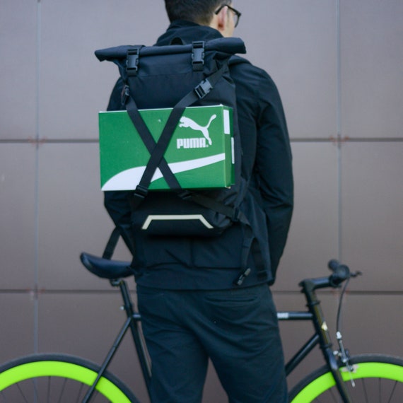 Black Roll Top Backpack / Bike Messenger Backpack / Water Etsy