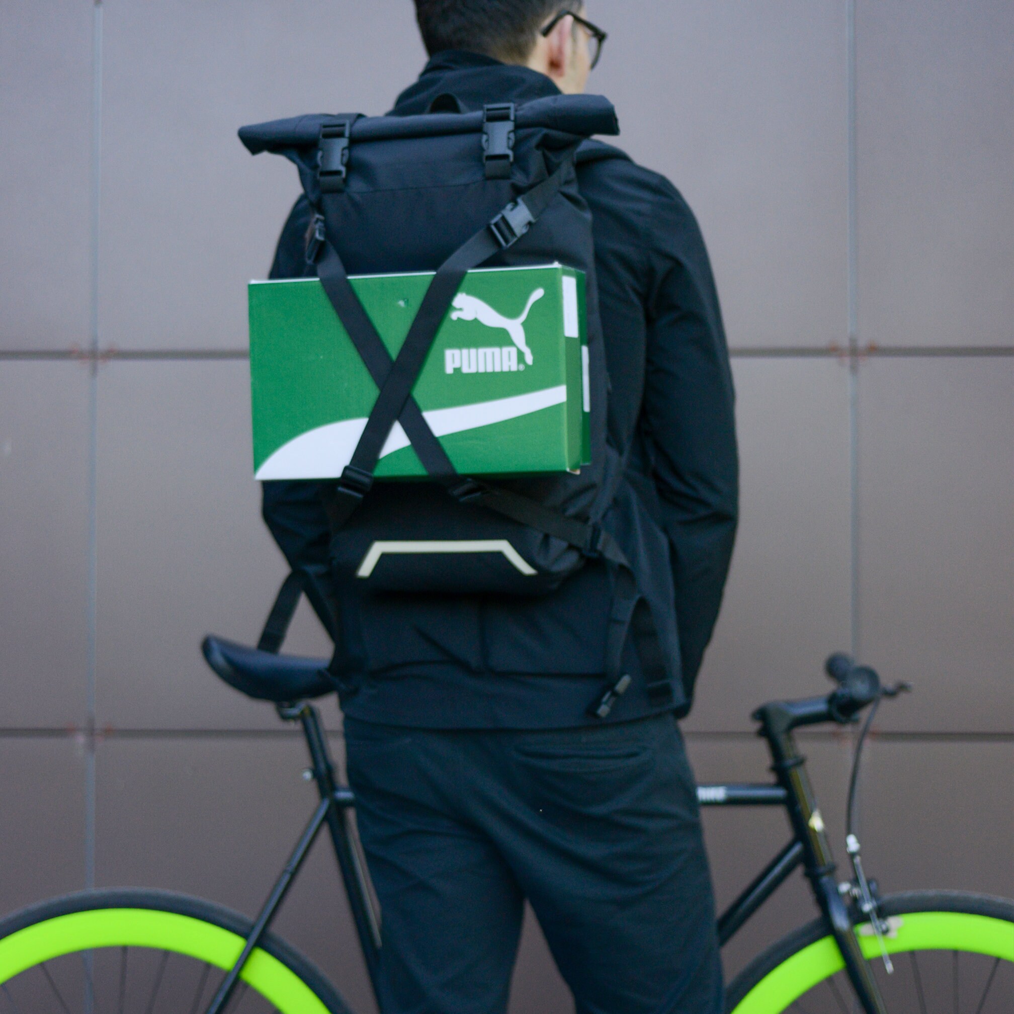 Black roll top backpack / Bike messenger backpack / Water Etsy