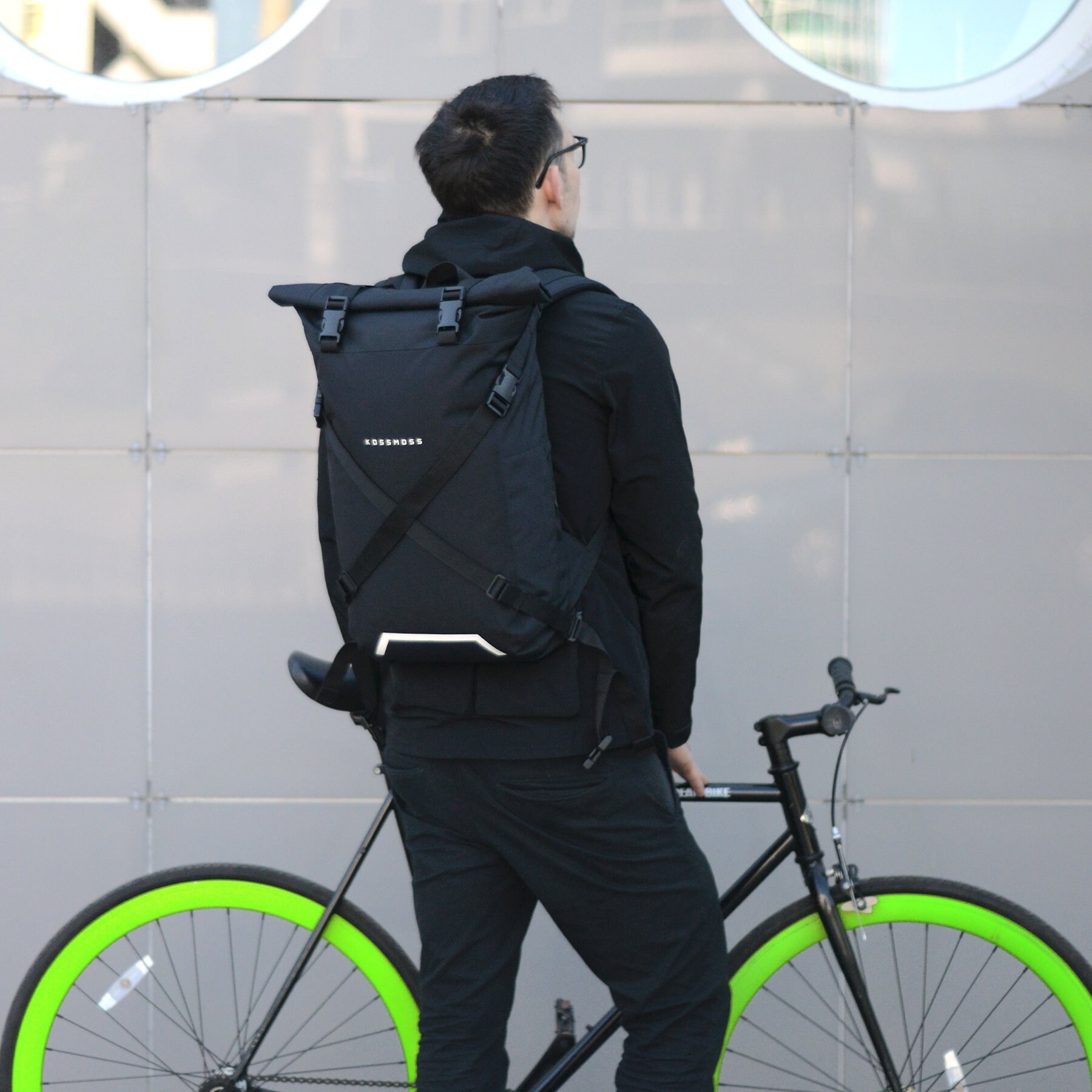 Black roll top backpack / Bike messenger backpack / Water Etsy