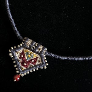 Embroidered, Beaded, Kilim Choker, Necklace