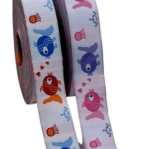 Borte Gewebt/Webband Fische & Oktopus 22mm Breit