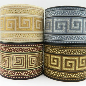 1 metro Jacquard Borte/ Webband 70 mm Breit Griechischer Schlüssel Mäander Mittelalter-Larp