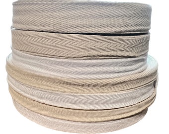 10 m Baumwollband Köperband Espinha de Peixe Fischgrätmuster 10/15/20/30 mm Breit