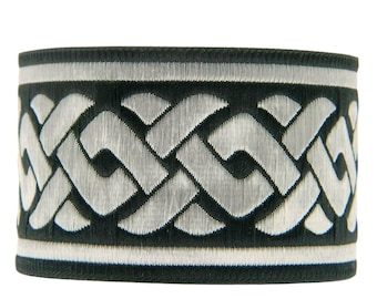 Schwarz & Silber Jacquard Borte Keltischer Knoten 50 mm Breit