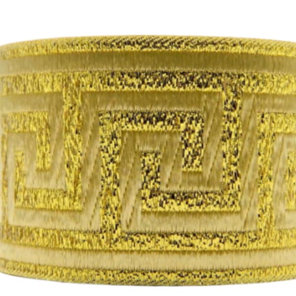Lurex Gold Jacquard Borte Griechische Schlüssel 50mm Breit