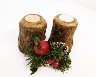 Log Candle Holder, Tea Light Candle, Oak Wood, Lodge Decor, Cabin Decor, Wedding Decor, Rustic Western Decor, Centerpiece, Wedding Candle