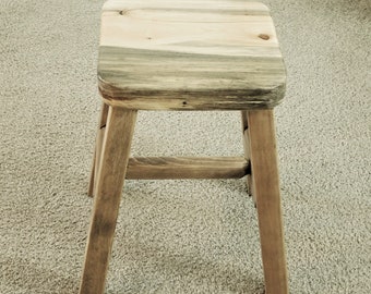 Log Stool, Log Bench, Log Furniture, Rustic Lodge Cabin Decor, Reclaimed Wood, Wood Stool, Rustic Stool, Blue Stained Pine, FREE SHIPPING!