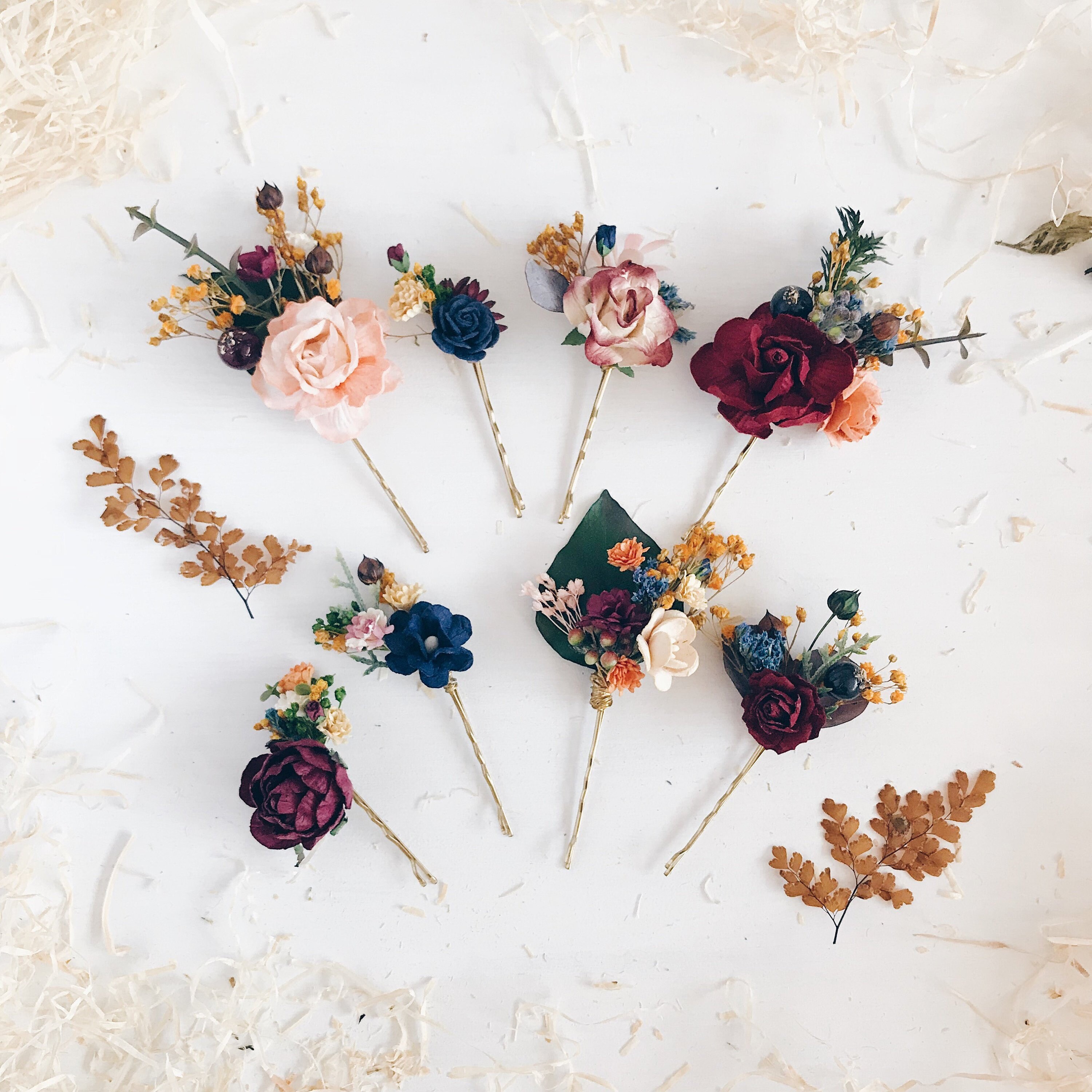 Flower Hair Pins Wedding Flower Hair Pins Fall Flower Hair Etsy