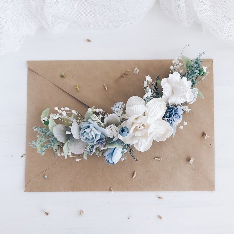 Bridal hair clip Flower hair comb Wedding headpiece Blue hair piece