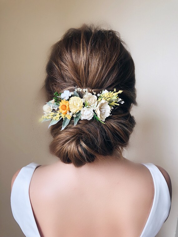 sunflower wedding hair piece