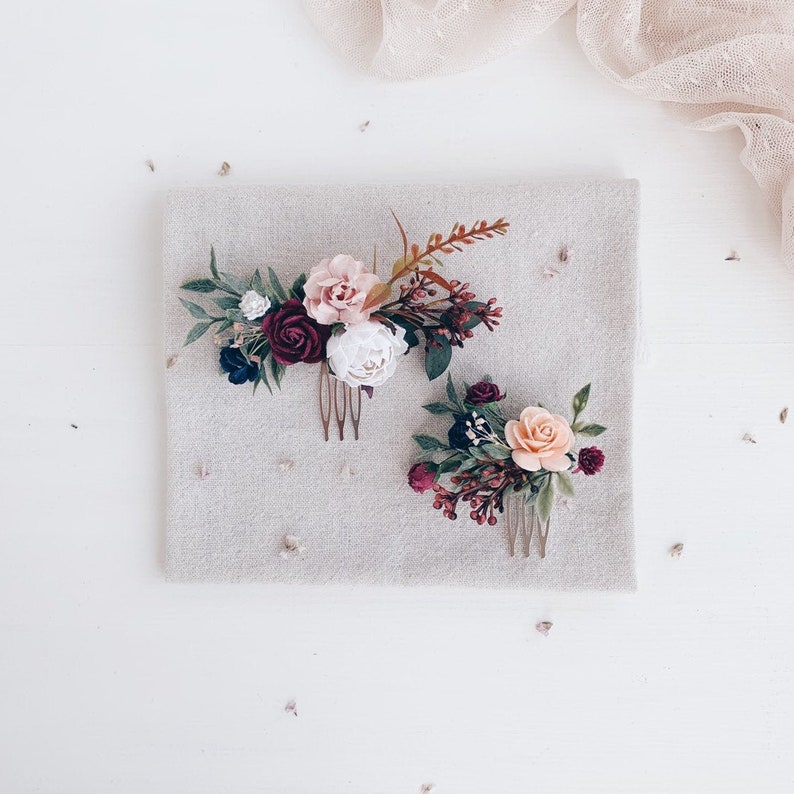 Flower Hair comb Orange flower hair comb Wedding flower hair Etsy