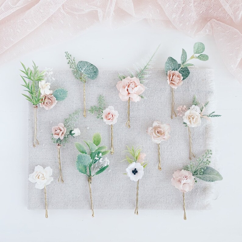 Flower Hair pins Wedding flower hair clip Wedding flower Etsy