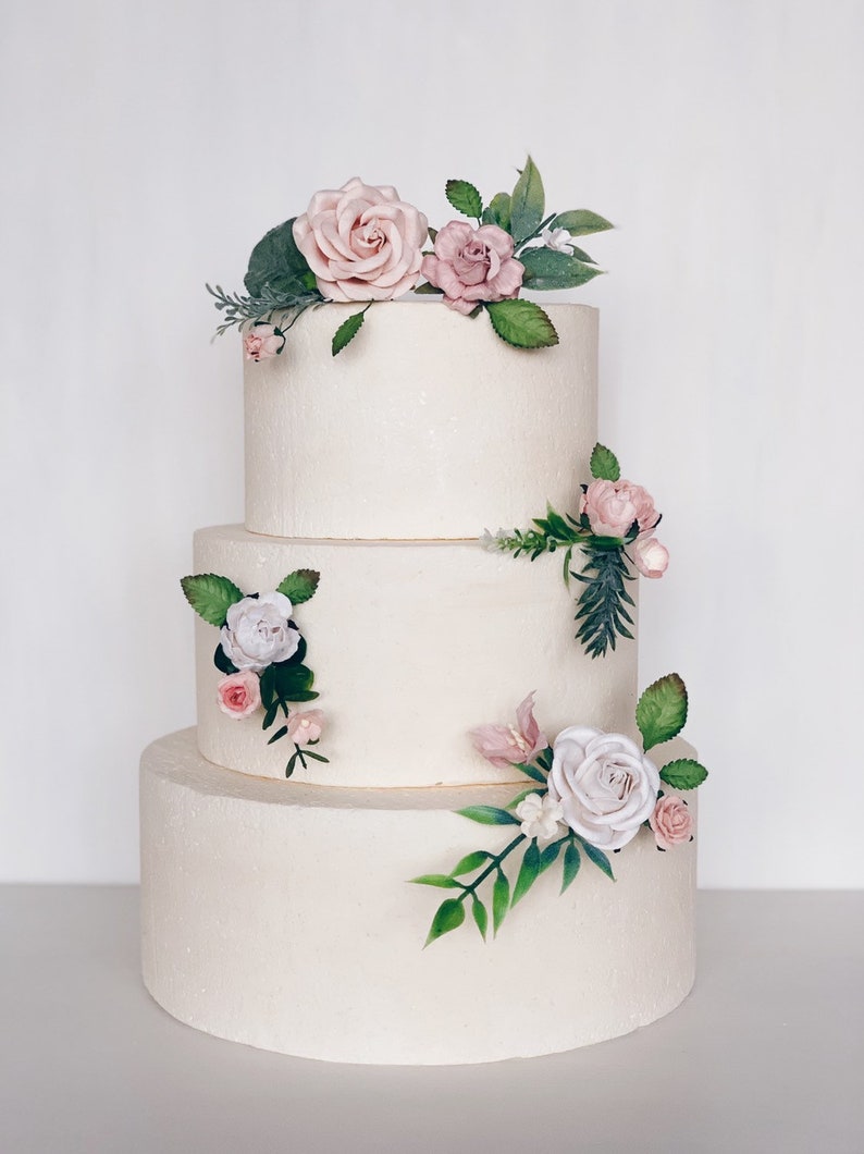 Wedding cake topper with flowers Pink Flower cake topper Etsy