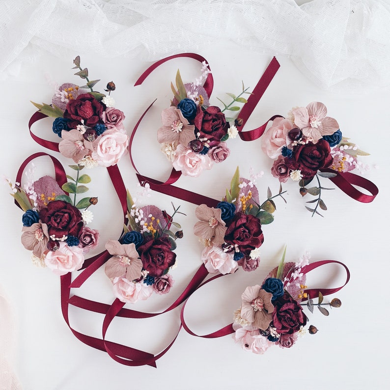 Flower Hair Comb Burgundy Flower Hair Piece Bridal Flower Etsy