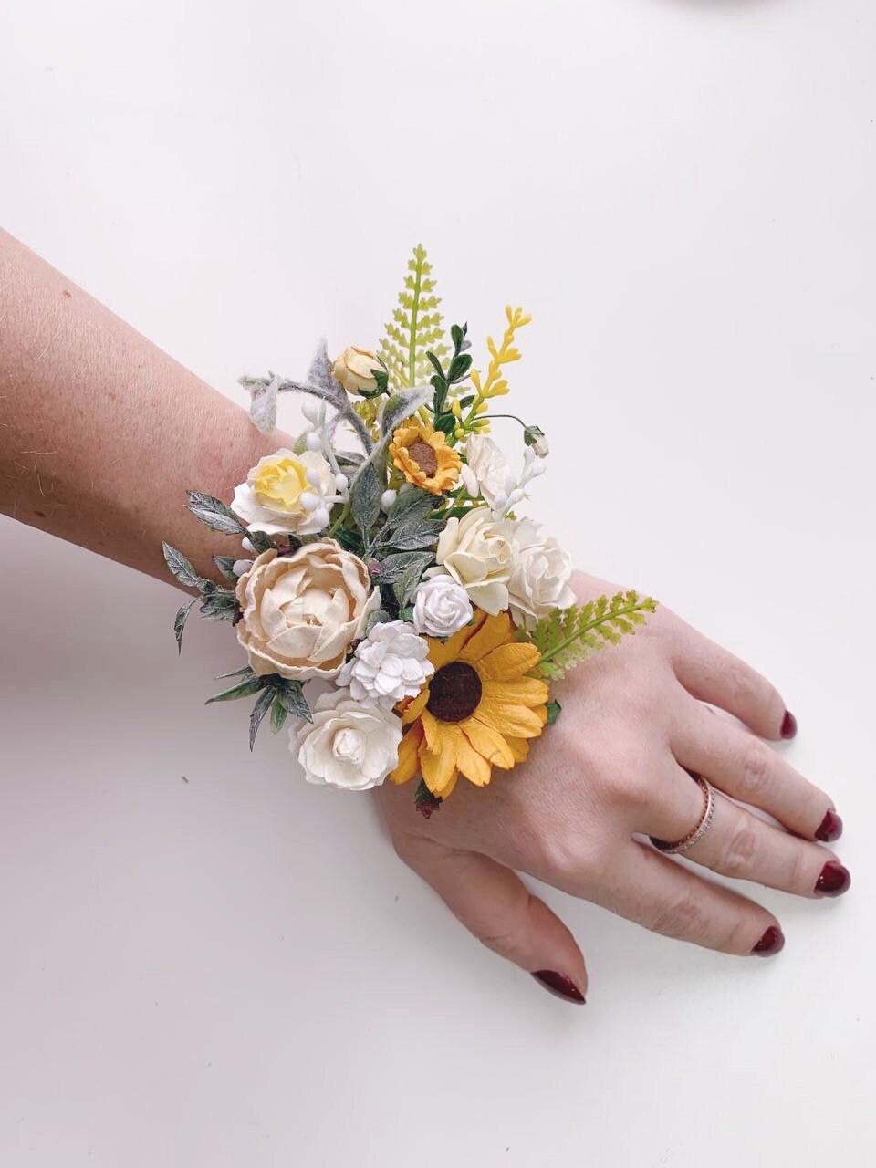 Sunflower wrist corsage Wedding corsage Sunflower Etsy