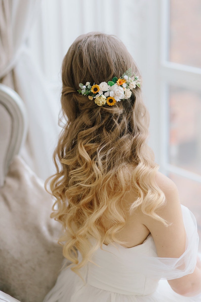 Sunflower headpiece wedding Sunflower bridal hair piece Etsy
